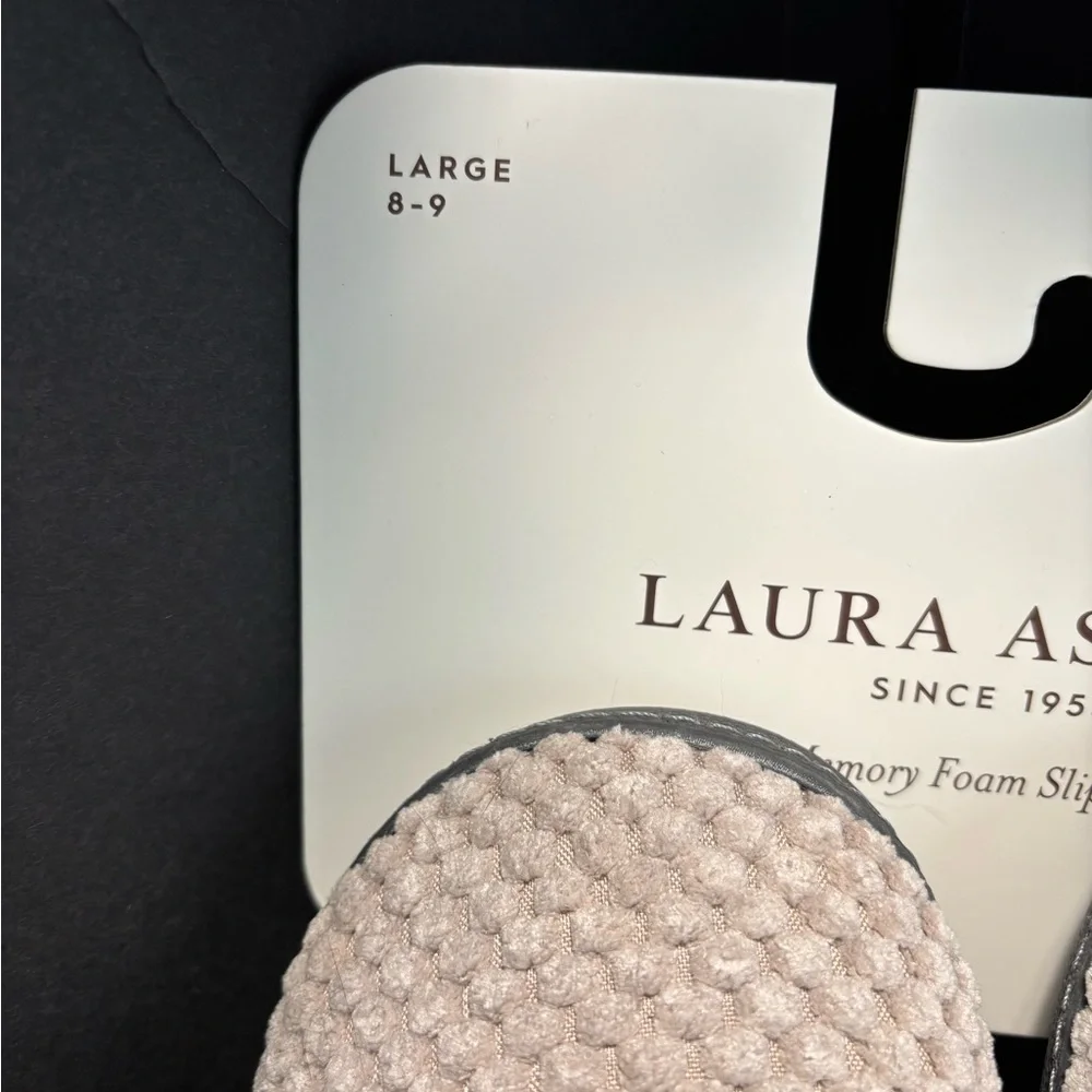 L Ashley Cream Slippers, Textured Knit Bow - Picture 6 of 9
